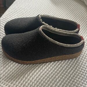 Haflinger Dark Gray Wool Clogs with Cork Sole